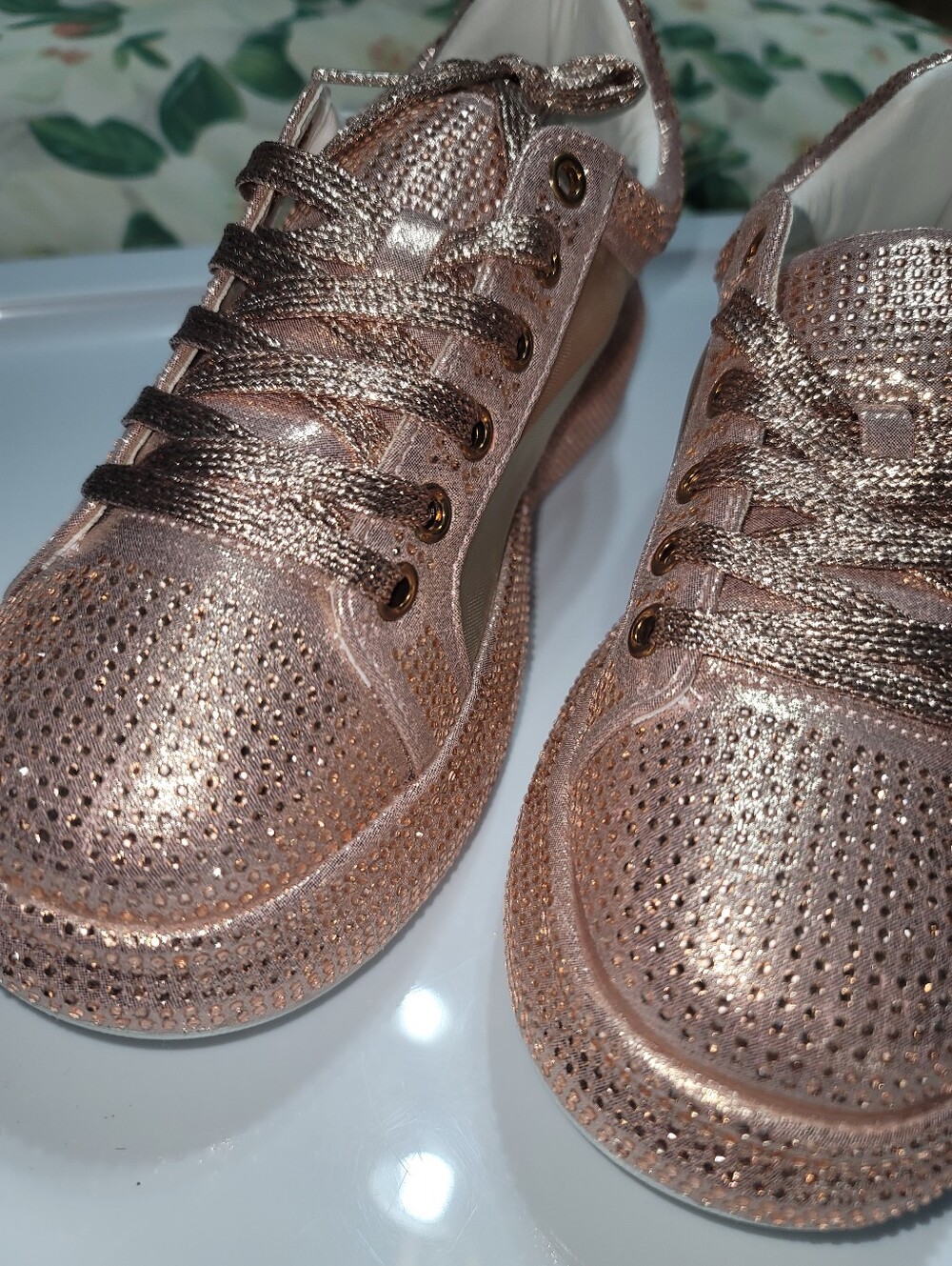 Azalea Wang Azure 2 Rose Gold Rhinestone Sneaker